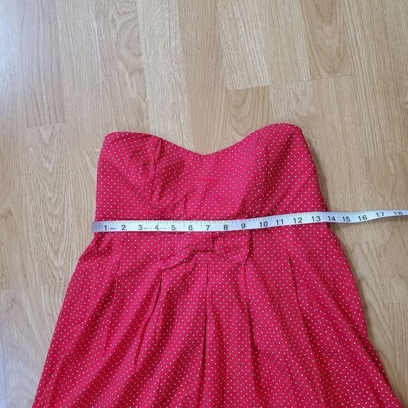 🌹 RUBY ROX 🌹 NEW - Strapless Bubble Hem Polka Dot Mini Dress - [Medium, Red] - Picture 8 of 11